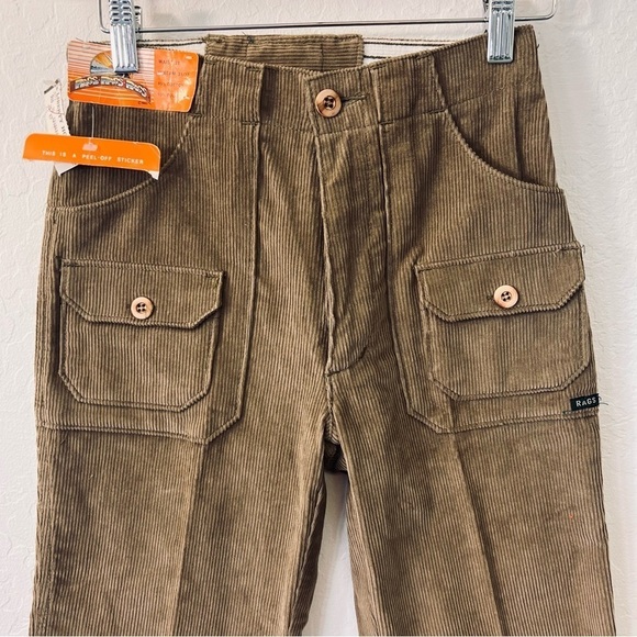 Vintage RAGS New Old Stock Corduroy Pants Olive Green Elastic Waist - Picture 2 of 6